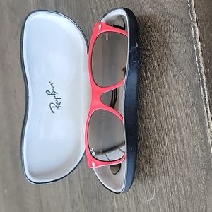 Ray-Ban Red Frame Sunglasses with Brown Lenses
